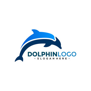Dolphin Logo Template Vector. Dolphin jumping logo design concept.