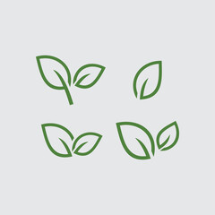 Set of Leaf logo vector Illustration design template. Green sprout green leaves symbol vector icon set.