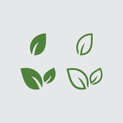 Set of Leaf logo vector Illustration design template. Green sprout green leaves symbol vector icon set.