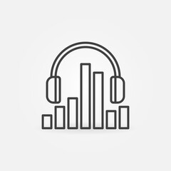 Headphones with Sound Equalizer vector concept icon or symbol in thin line style