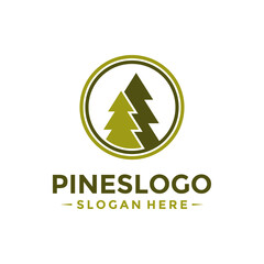 Pine Tree Logo Design Template. Vector Illustration.