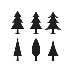 Set of pine tree logo vector template with white background.