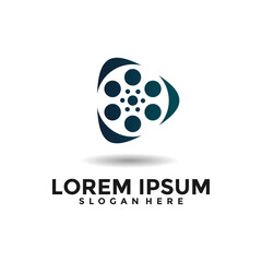 Modern video logo vector. Multimedia logo. Creative movie maker logo design concept.