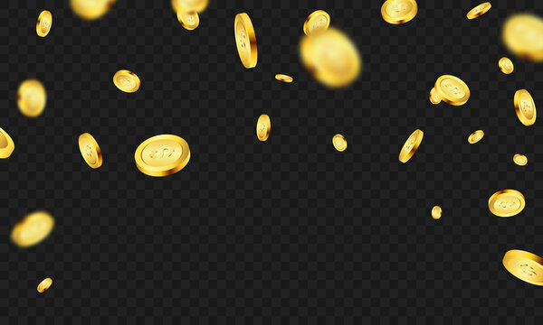 Gold coins Casino Luxury vip invitation with confetti Celebration party Gambling banner background.