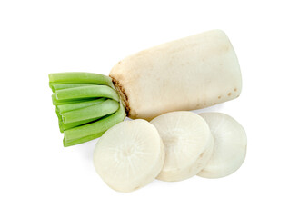 sliced Radish isolated on white background ,include clipping path