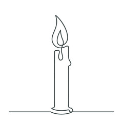 Continuous line drawing of candle light on white background. Vector illustration