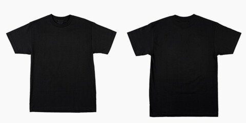 Blank T Shirt color black template front and back view on white background. blank t shirt template....