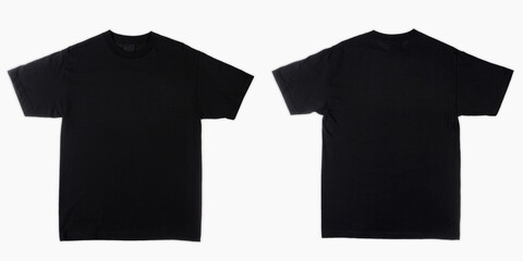 Blank T-Shirt color black template front and back view. blank t-shirt template.  Blank tshirt set,...