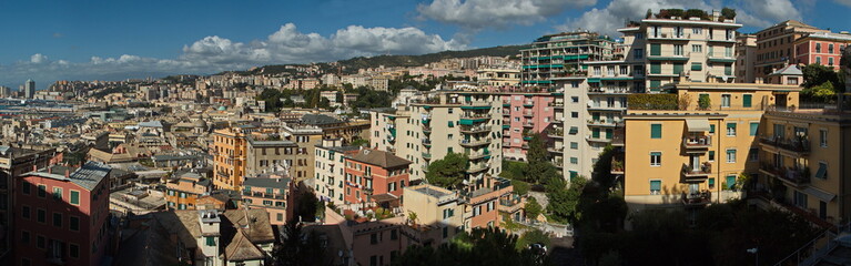 Fototapeta na wymiar View from the terrace Spianata Castelletto on Genoa,Liguria,Italy,Europe 