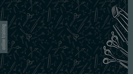 Virtual background for video conferencing. Template for hairdressing courses or webinars