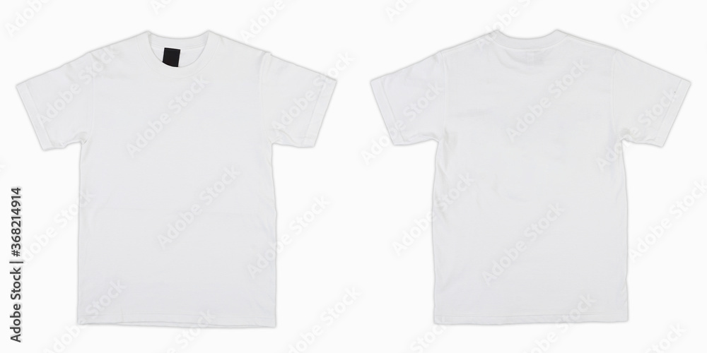 Wall mural blank t shirt color white template front and back view on white background. blank t shirt template. 