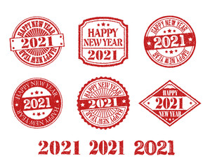 2021 New year rubber stamp illustration set
