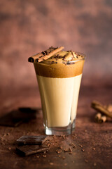 Iced Dalgona Coffee, a trendy fluffy creamy whipped coffee