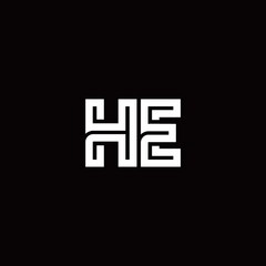 HE monogram logo with abstract line