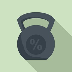 Kettlebell percent online loan icon. Flat illustration of kettlebell percent online loan vector icon for web design