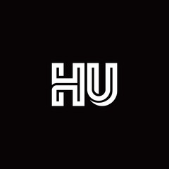 HU monogram logo with abstract line