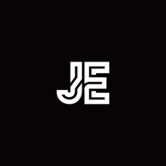 JE monogram logo with abstract line