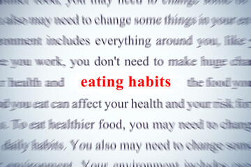 Fototapeta premium eating habits focus on word