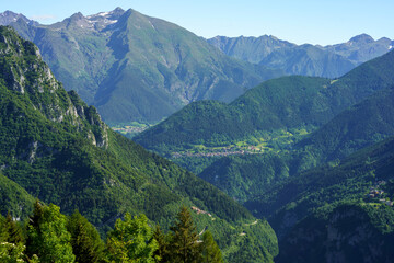 Fototapeta na wymiar Road to Presolana, Bergamo, Italy. Mountain landscape