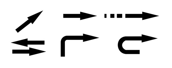 Set of differnt black arrows signs. Vector