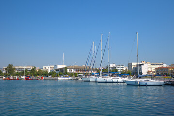 Fototapeta na wymiar 7/30/2020 Greece, Volos Town, the old commercial port. A little tourism, summer season, COVID-19