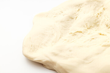 Flour dough on white background