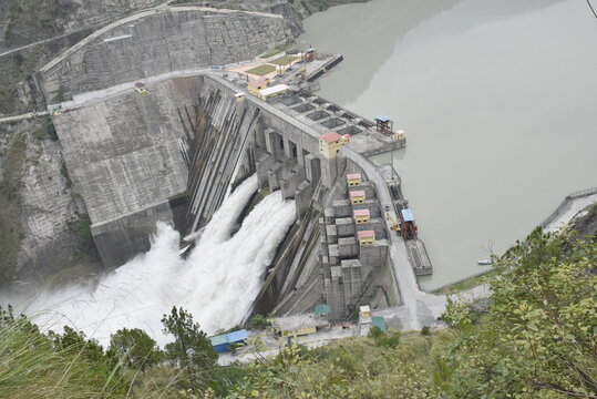 Dam view of Baglihar dam , situated in district Ramban, Jammu & Kashmir, India