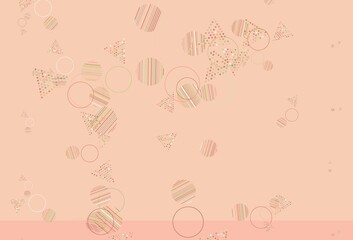 Light Pink, Yellow vector texture with triangular style with circles.