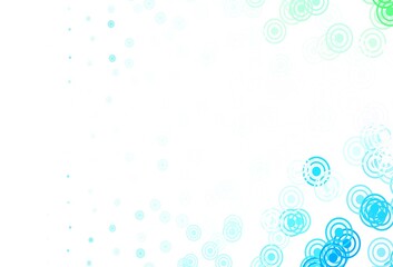 Light Blue, Green vector texture with disks, lines.