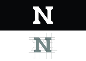 Simple letter N serif logo, icon, symbol,vector.