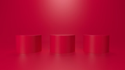 Empty podium or pedestal display on white background with stand concept. Blank product shelf standing backdrop. 3D rendering