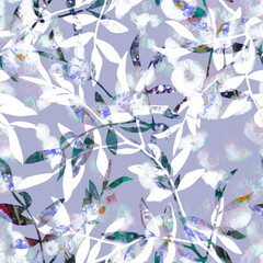 Summer Flowers Seamless Pattern. Watercolor Hand Painted Illustration. Floral Background.