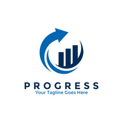 Progress Logo Template Design. Business marketing finance logo. Vector illustration of arrow up sign for growth and success concept.