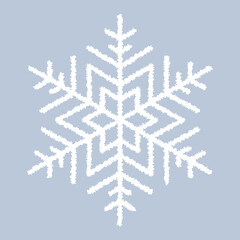 White vector snowflake on grey blue background. Simple snowflake icon. Vector illustration for Christmas and New Year