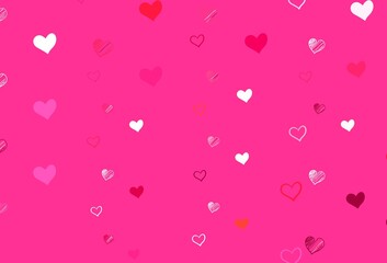 Light Purple vector template with doodle hearts.