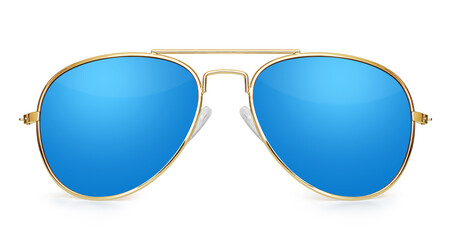 Blue aviator sunglasses isolated on white