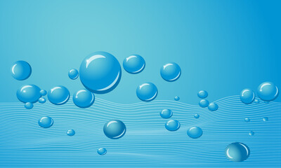 water drops on blue abstract background