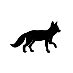 Fox vector silhouette. Hunting forest animal black icon.