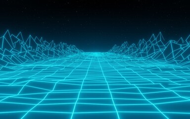 synthwave retro peaks Retro Background 3d render