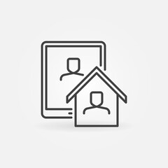 House and Tablet line icon. Vector Work From Home concept outline symbol or design element