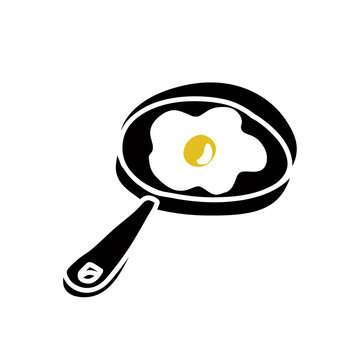 recommend clip art: Egg on the frying pan vector illustration. Flat style breakfast drawing.