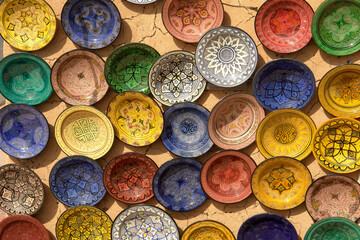 Colorful dish souvenirs in Morocco
