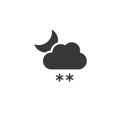 Snow, cloud and moon. Icon. Night weather glyph vector illustration