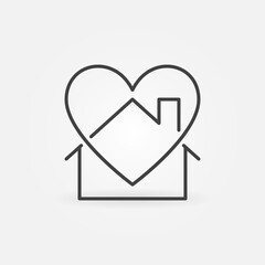 House with Heart line icon. Stay Home linear vector symbol or logo element