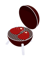 grilled steak. isometric barbecue isolated on white background. barbecue vector illustration. summer picnic concept