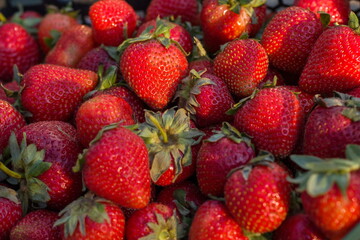 Strawberry side view from above