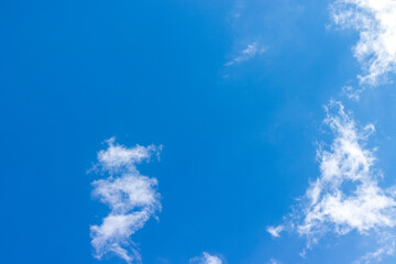 Beautiful blue sky with light white clouds background
