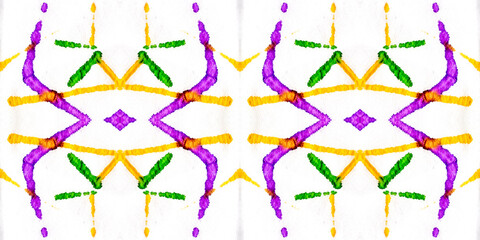 Hand Drawn Seamless Random Shapes Art. Endless Geometric Pattern. Ornamental Watercolor Splash. Geometric Watercolor Painting. Repeated Geometric Painting. On White Background