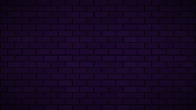 Empty brick wall with purple neon light dim with copy space. Lighting effect purple color glow on brick wall background. Royalty high-quality stock photo image of blank, empty background for texture