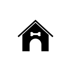 Doghouse, Dog Kennel, Animal House. Flat Vector Icon illustration. Simple black symbol on white background. Doghouse, Dog Kennel, Animal House sign design template for web and mobile UI element.